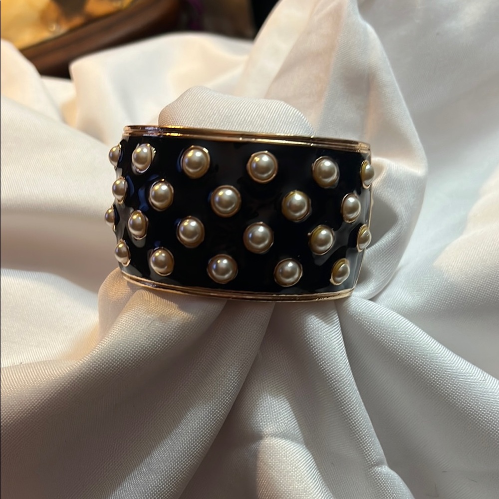 AVON Black and Gold AND Pearl Studded Bracelet NWOT